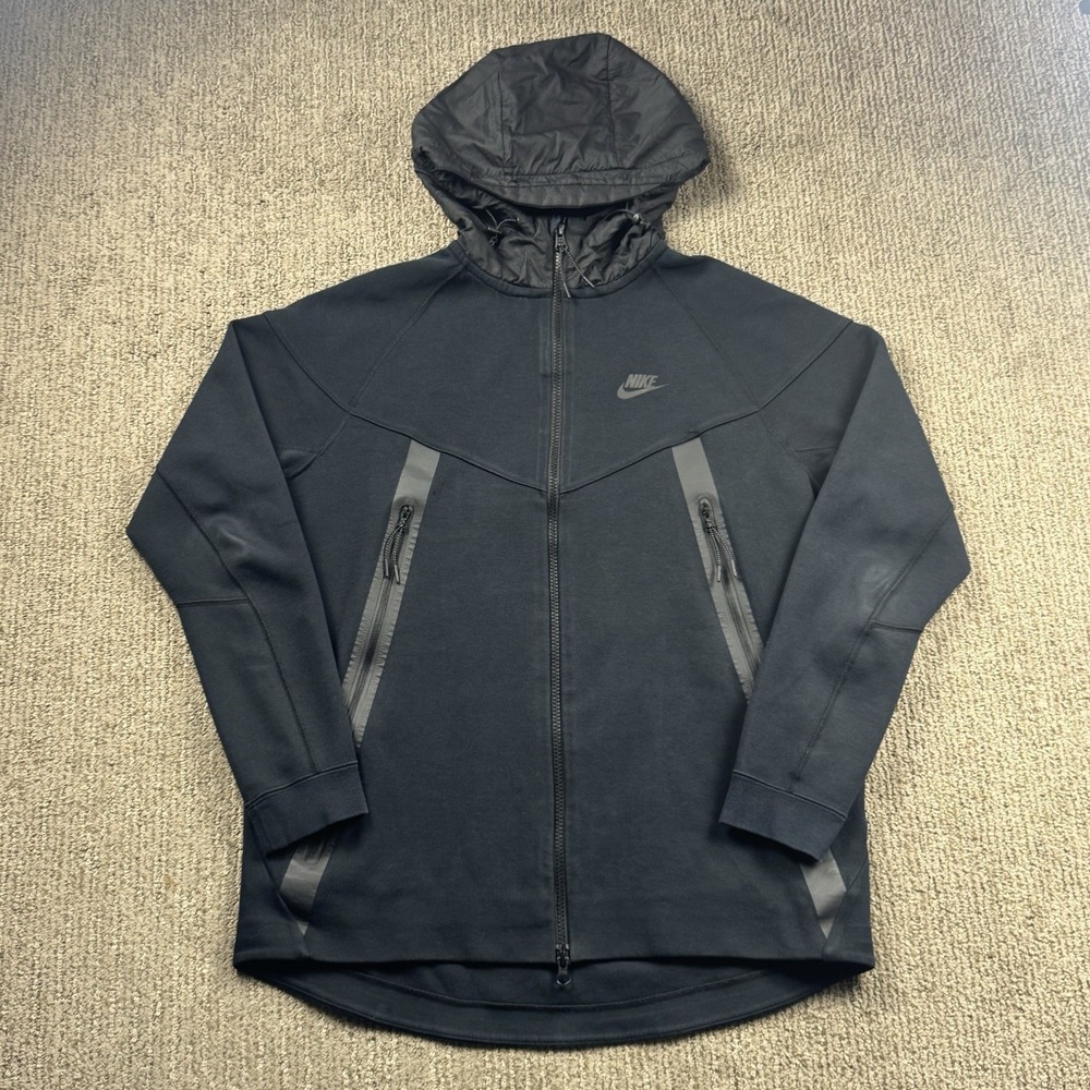 Nike Mens M Sportswear Tech Fleece Bonded Windrunner Jacket Full Zip Hood Black